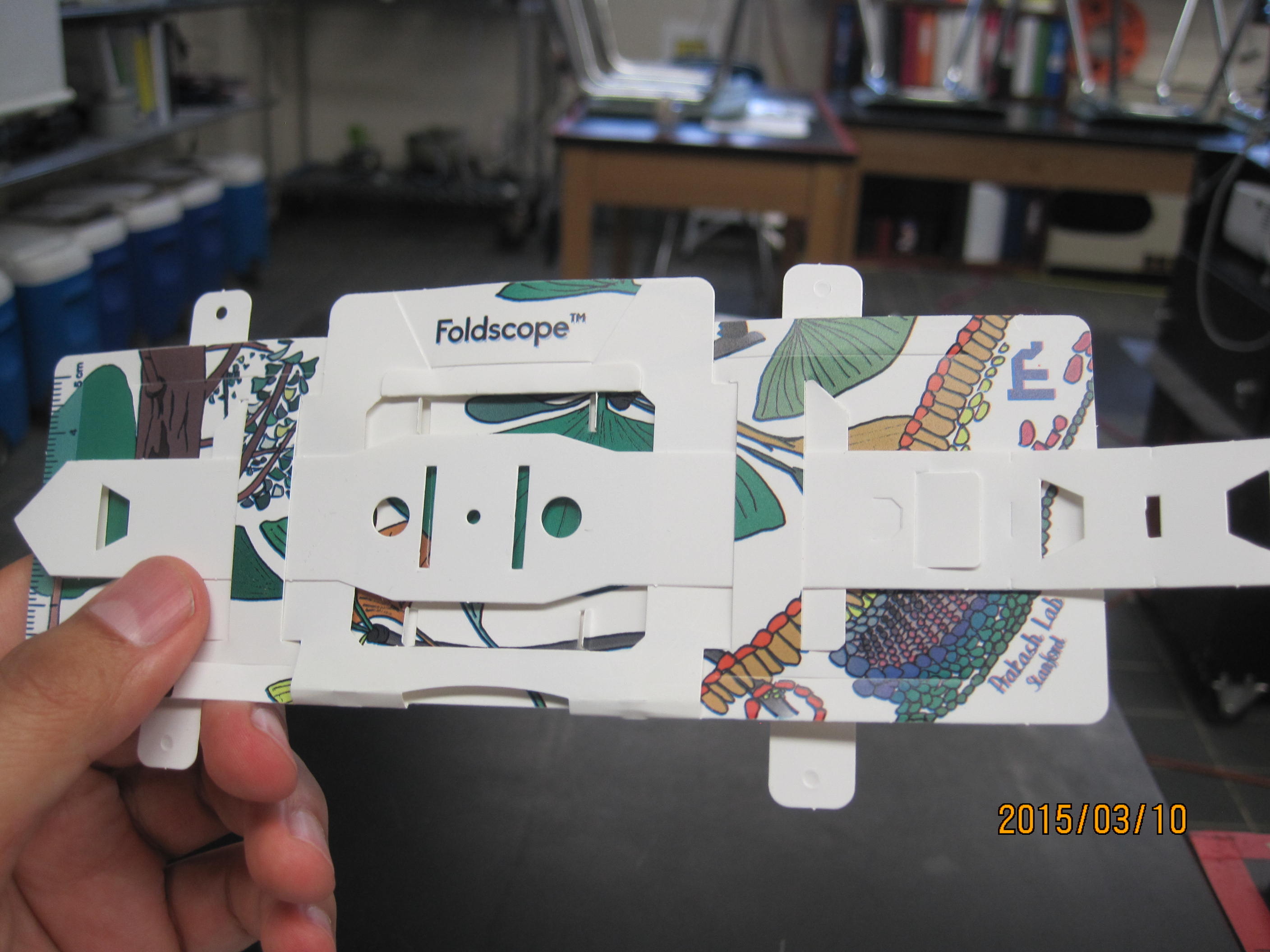 Foldscope built by Jose Martinez, Marine Research Scholar.